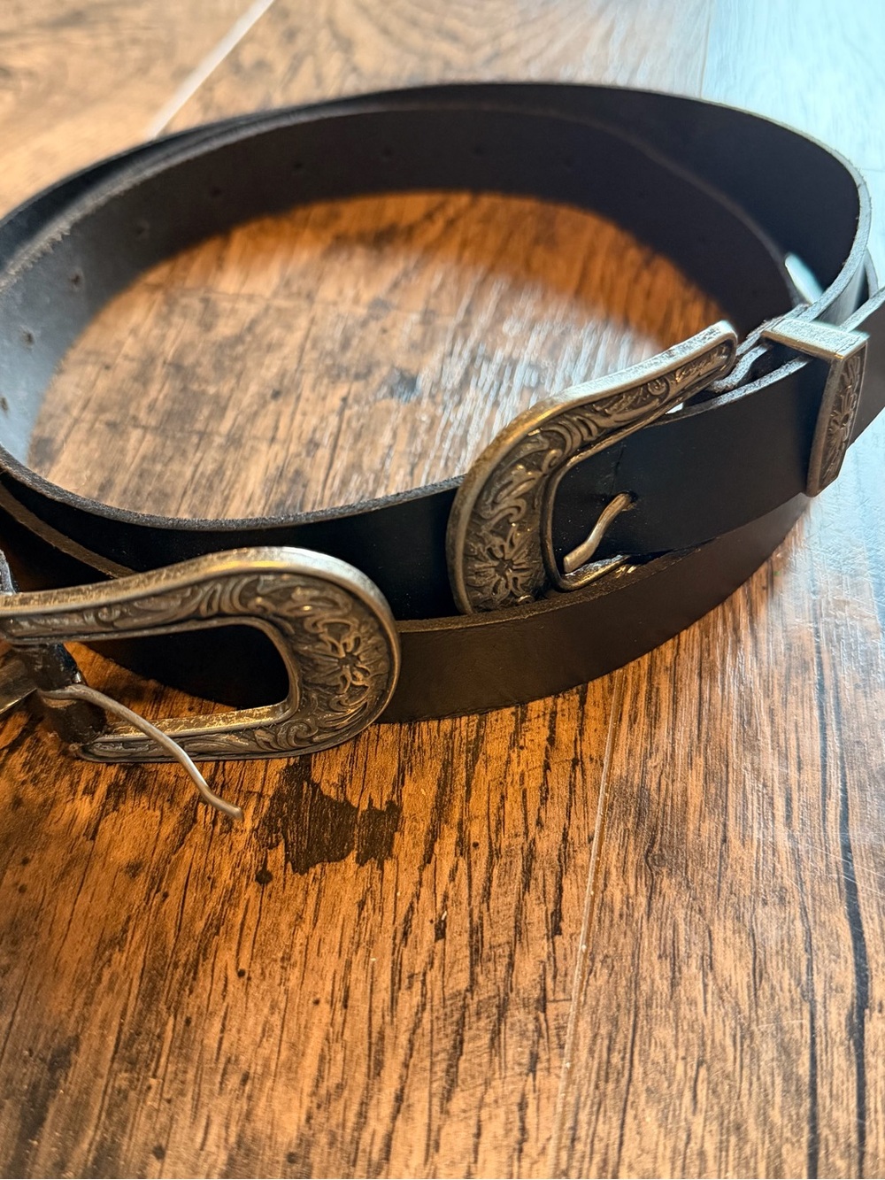 ASOS Curve Black Leather Western Double Buckle Belt